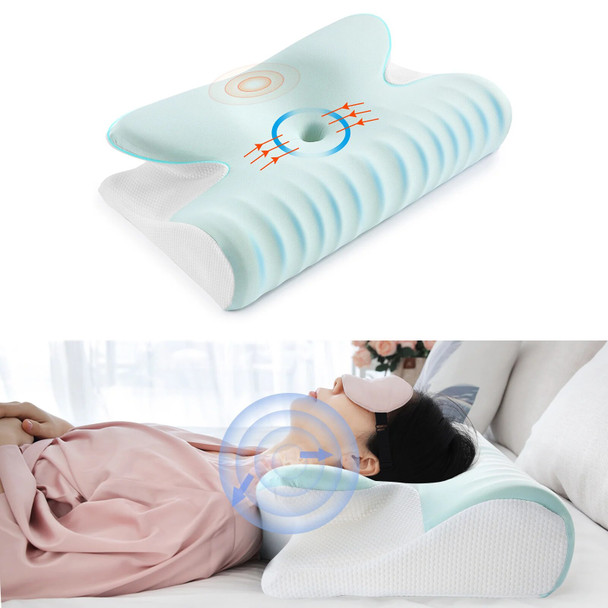 Memory Foam Pillow Sleeping Bed Orthopedic Slow Rebound Butterfly Shaped Pillow for Neck Pain Soft Relax Cervical Neck Stretcher