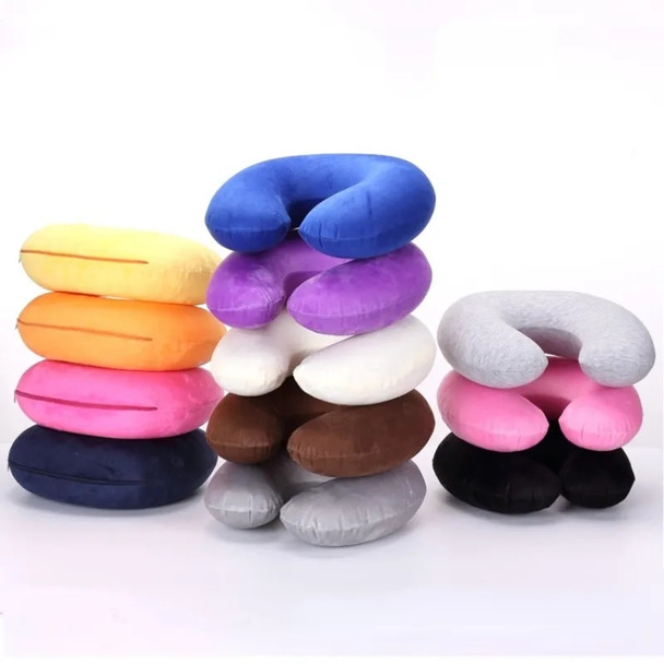 Travel Office Headrest U-shaped Inflatable Short Plush Cover + PVC Inflatable Pillow Pillow Support Cushion Neck Pillow 9 Colors Travel Office Headrest U-shaped Inflatable Short Plush Cover + PVC Inflatable Pillow Pillow Support Cushion Neck Pillow 9 Colors
