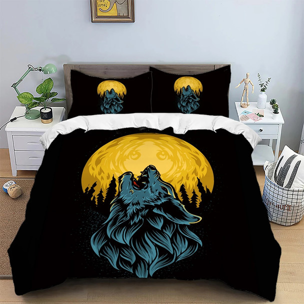 90gsm polyester fleece fabric, skin friendly and warm bedding set of three, 1 duvet cover+2 pillowcases, digital printed