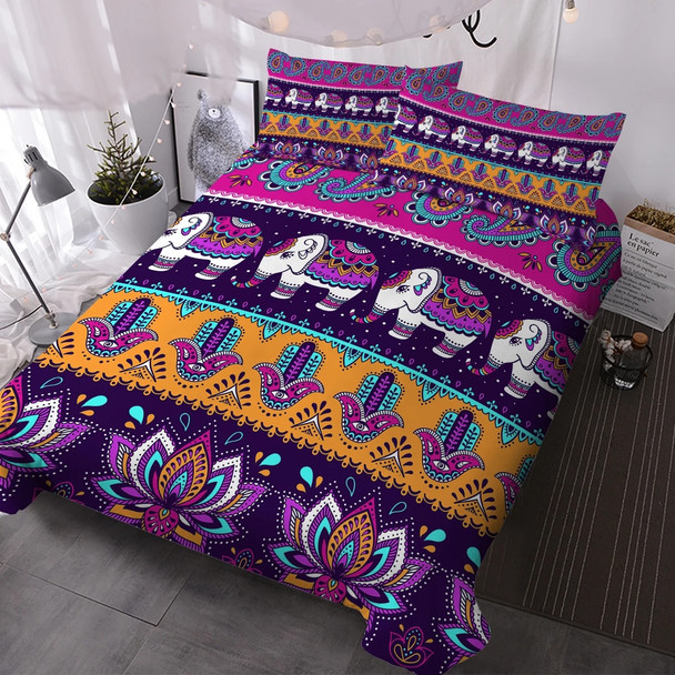 Amorous Elephant Bedding Sets With Duvet Cover 3 Pieces Bedspreads With 2 Pillow Shams