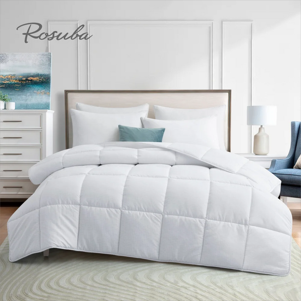 Down Alternative Comforter King Size All Season Duvet Insert, Ultra Soft Double Brushed Microfiber Quilt Cover, Box Stit