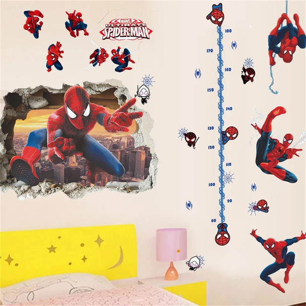 Spiderman Wall Stickers Height Sticker For Kids Room Decoration Home Bedroom PVC Cartoon Movie Super Heroes Mural Wall Art Decal