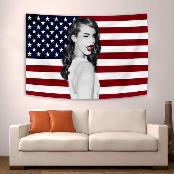 90x150cm Lana Del Rey Flag Tapestry, Religious Tapestry, Wall Decoration, Aesthetic Room, Art Deco Tapestry Dormitory