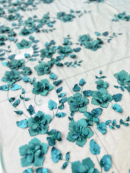 13 Color Beads 3D Flower Stapled Lace Fabric Wedding Dress DIY Children's Clothing Sewing Fabric RS4183