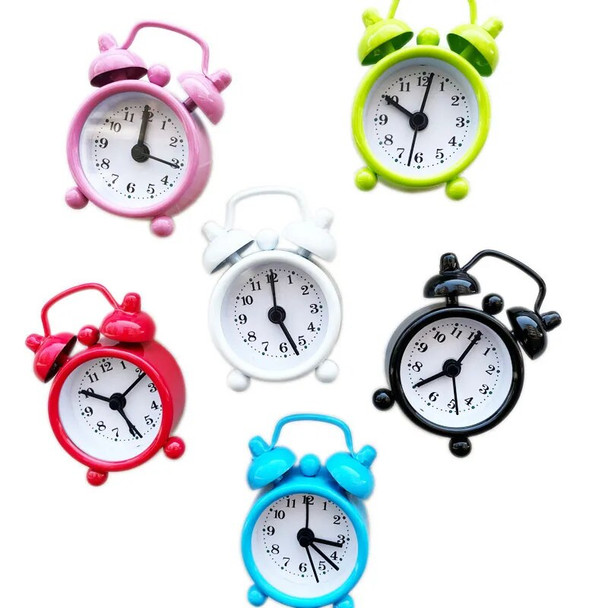 Portable Mini Alarm Clock Retro Round Number Clock Double Bell Desk Table Clock Durable Digital Quartz Clock Home Decoration