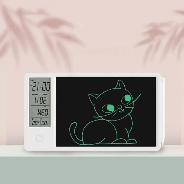 Digital Clock Rechargeable LCD Handwriting Tablet Drawing Board Electronic Writing Calendar Office Home Desk Decoration