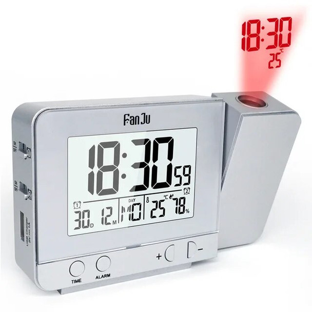 Fanju FJ3531 Projection Alarm Clock Digital Date Snooze Function Backlight Rotatable Wake Up Projector Multifunctional Led Clock