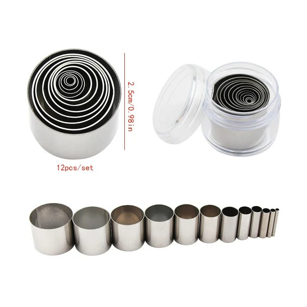 12Pcs/Set Stainless Steel Round Polymer Clay Cutting Mould Soft Clay Circle Cutter Tools Pottery Ceramic Cutting Mould