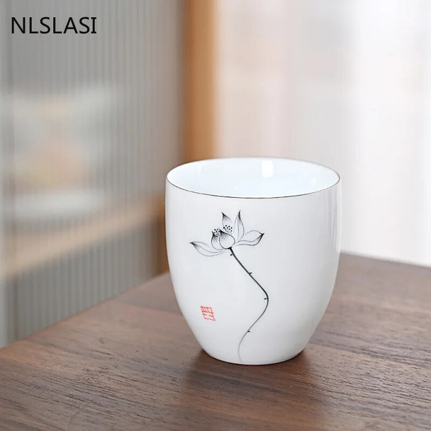 6 Pcs/set Chinese Style White Porcelain Porcelain Tea Cup Ceramic Teacup Tea Bowl ChaZhan Master Cup Personal Single Cup