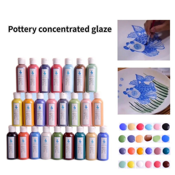 24 Color Ceramic Underglaze Color Medium Temperature Concentrated Glaze DIY Ceramic Crafts Painting Dyeing Filling Materials