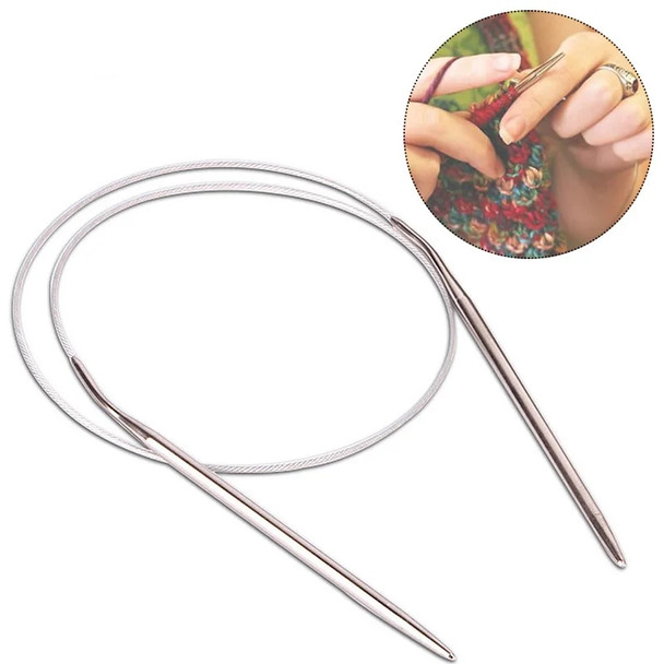 43-120cm 1.5-5mm Stainless Steel Circular Knitting Needles Crochet Pins Needle Craft Tools Knitting Hooks Needlework DIY Weaving