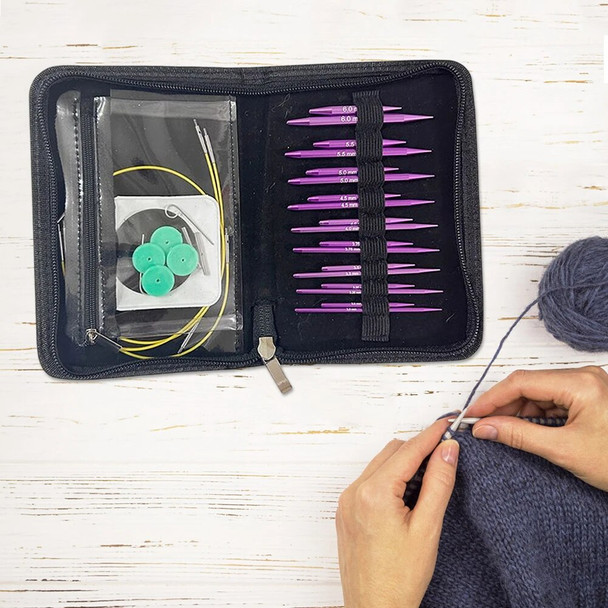 9/10Pair Circular Knitting Needles Sets Aluminum Interchangeable Crochet Hooks Weaving Yarn Knitting Craft Tools Accessories Kit