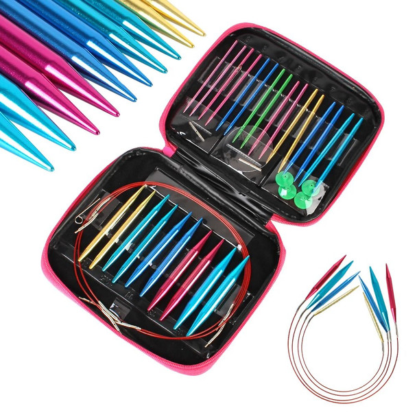 26Pcs Interchangeable Crochet Needles Circular Knitting Needles Set For Beginners Gift For Crochet Yarn Knitting Accessories Kit