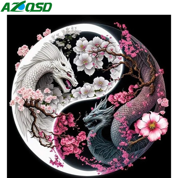 AZQSD 5d Diamond Painting Dragon Animal Mosaic Cross Stitch Kits Picture Of Rhinestones Embroidery Sale Tai Ji Gift Handmade