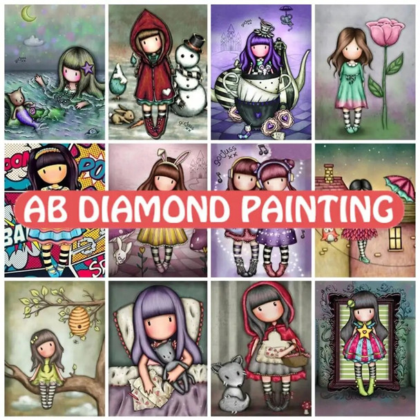 AB DIY 5D Diamond Painting Cartoon Girl Princess Rhinestone Picture Home Decor Full Drill Embroidery Mosaic Art Cross Stitch Kit