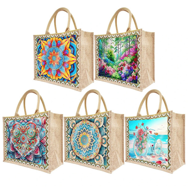 Linen DIY Diamond Painting Purses Reusable Diamond Art Clutch Bag Diamond Painting Tote Bag for Women Girls Art Craft Gift