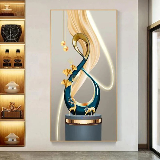 Abstract Solid Geometry Large 5D DIY Diamond Painting Golden Ginkgo Leaf Deer Cross Stitch Full Diamond Mosaic Embroidery W163
