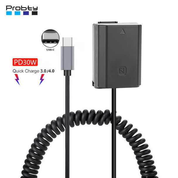 Type-C/USB-C To NP-FZ100 Dummy Battery DC Power AC Adapter for Sony ILME-FX3 A6600 A7M3 A7M3K A7RM3 A7RM4 A9 A9M2 A7M3 Camera