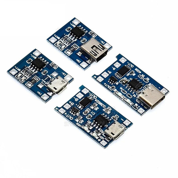 1A 18650 Lithium Battery Protection Board Type-c/Micro/Mini USB One Plate Module Charging Module TP4056 with Protection