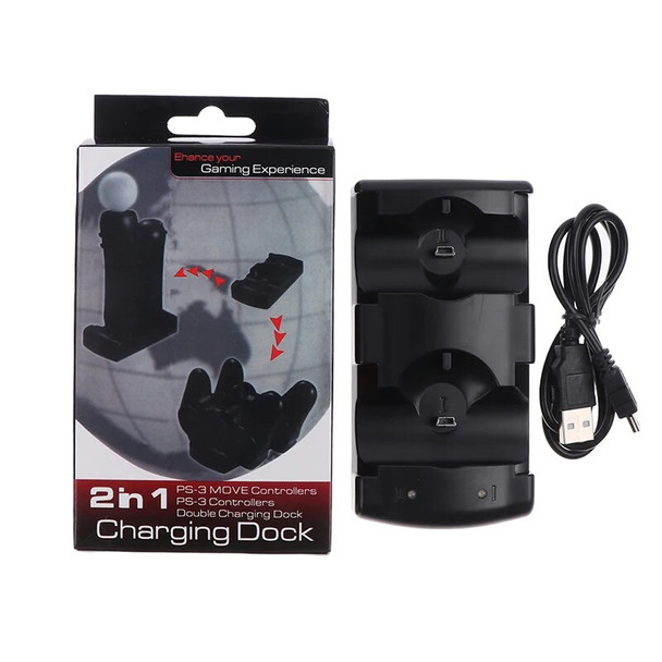 1PC USB Dual Charger Station For Sony PS3 Controller Joystick Powered Charging Dock Gampad Move Navigation