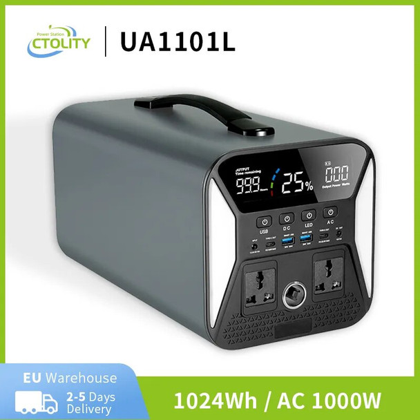 Ctolity Portable Power Station Lifepo4 220V External Battery Electric Solar Generator Outdoor Camping Bank Supply 300/500/1000W