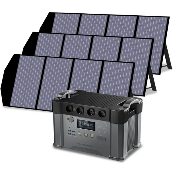 ALLPOWERS Portable Power Station with Solar Panel, 140W 280W 420W Photovoltaic Panel for 2000W Solar Powerstation (Peak 4000W)