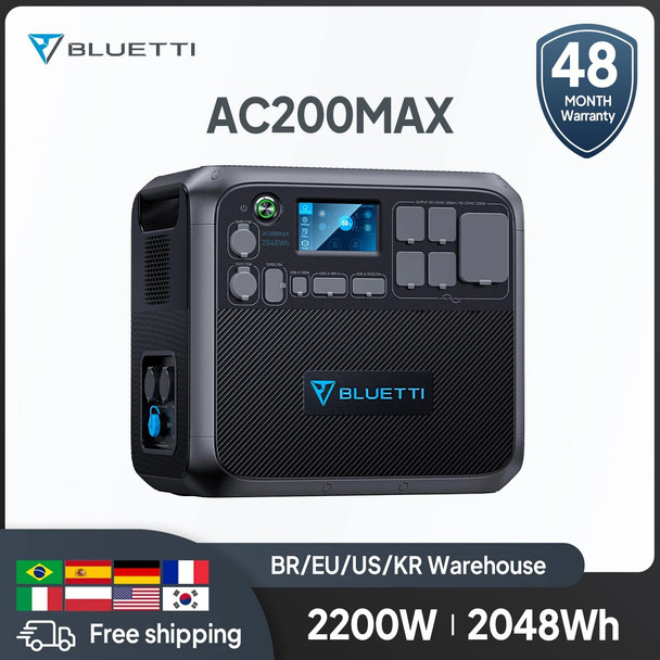 Bluetti AC200MAX 2048Wh 2200W Portable Power Station Home Use Charging station Solar Generator For Home for Home Outdoor Camping