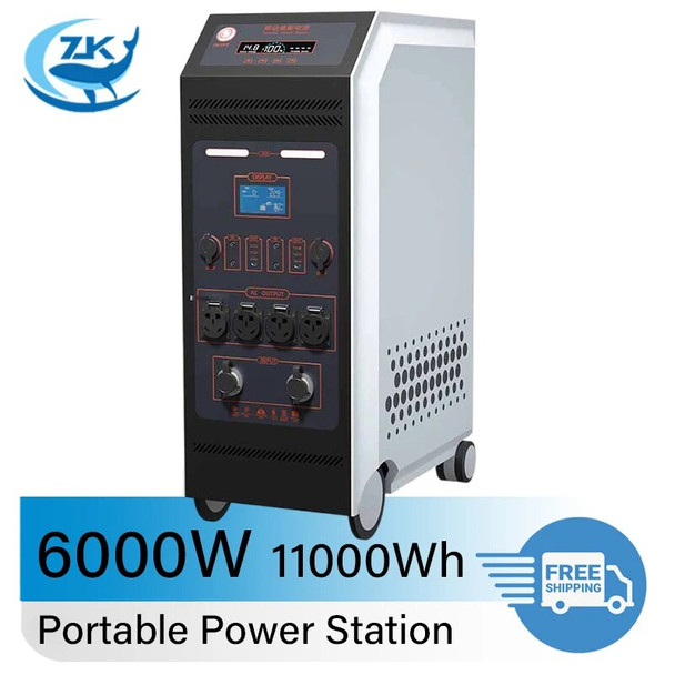 ZKON Power Station Portable 3000W 6000W Power Supply Solar Generator LiFePO4 Battery Power Failure Outdoor Camping Fishing UPS