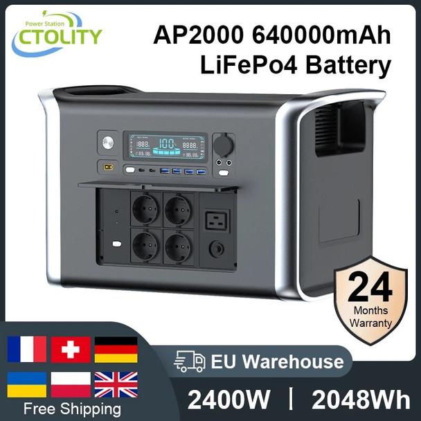 Camping Portable Power Station 2600w 2048WH Solar Generator LiFePo4 Battery Backup Emergency Power Supply 110V 220V Outdoor RV