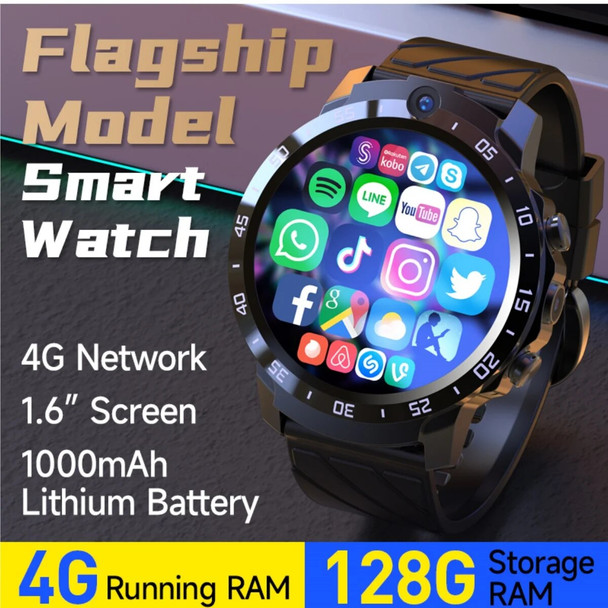 4G SmartWatch Men Women Business Video Call WiFi GPS Waterproof High Battery Life for Bluetooth Conn 4GB+128GB For Android IOS