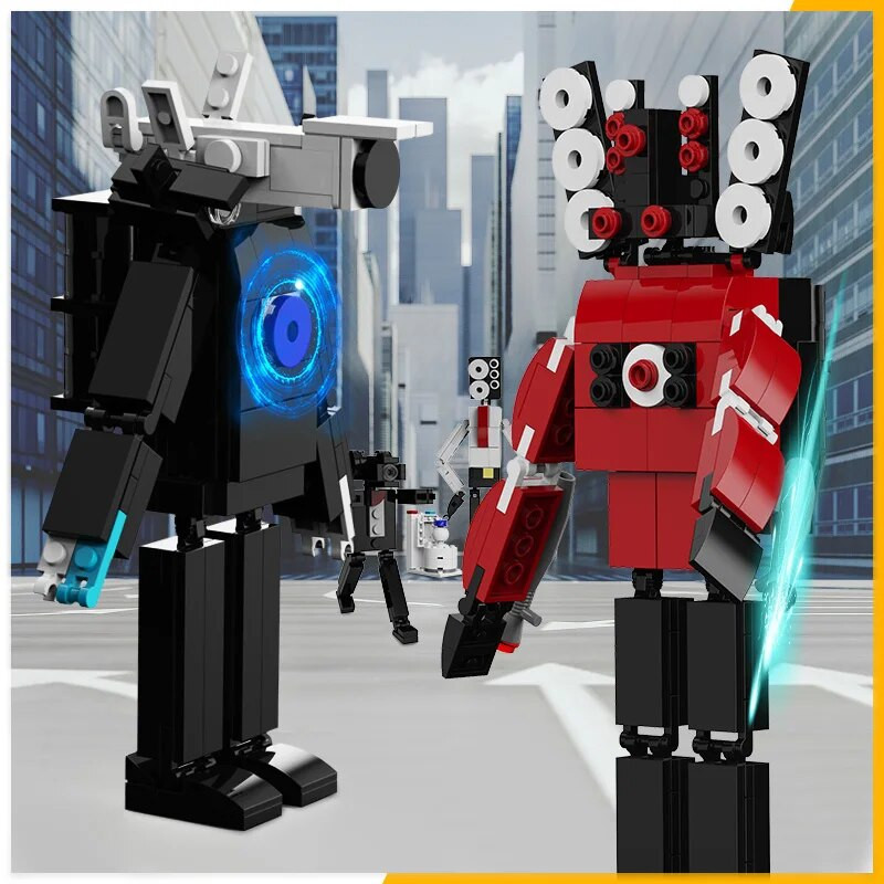 Mod Roles Tohs MOC Horror Game Skibidi Toilet 5 in 1 Titan Building Block Cemeraman VS ...
