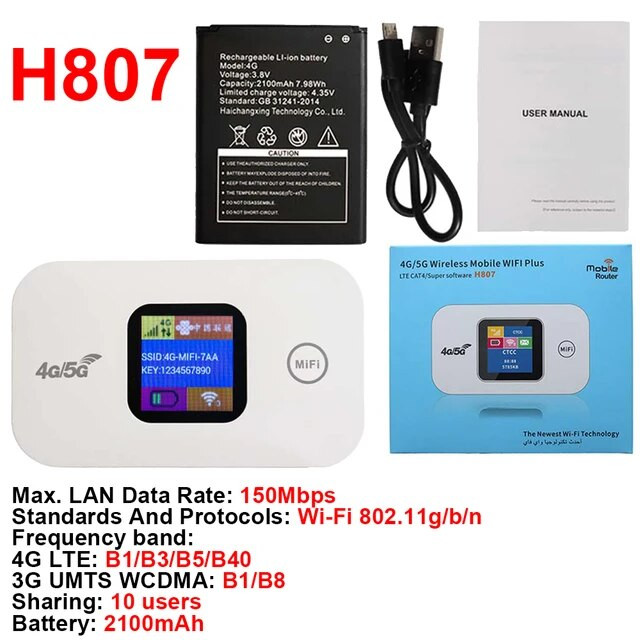 150Mbps 4G LTE WiFi Router Portable Pocket Wifi Router Mobile Hotspot ...