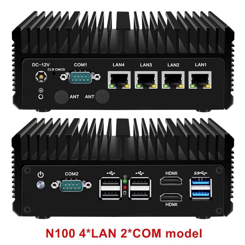 12th Gen Alder Lake-N100 Firewall Mini PC 2.5G Soft Router 4x i226-V ...