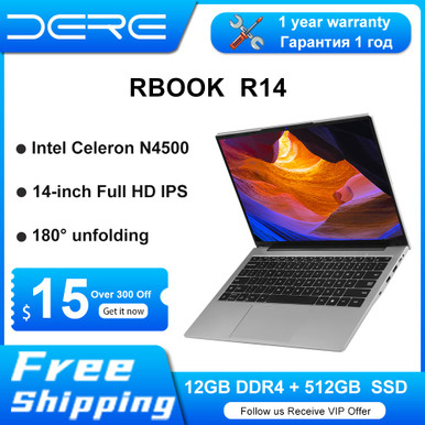 DERE Laptop R14,14-inch IPS Full HD, Intel Celeron N4500, 12GB RAM ...