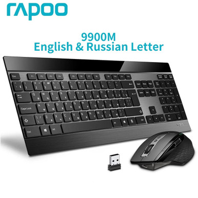 Russian R Mouse Rapoo 9900M Ultra-Slim Russian Keyboard and Mouse Combo Multi-Mode ...