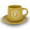 Tazzina da caffè con piattino e scatola - Lettera F