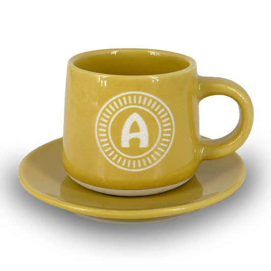 Tazzina da caffè con piattino e scatola - Lettera A