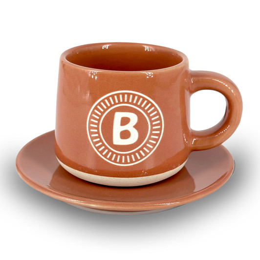 Tazzina da caffè con piattino e scatola - Lettera B