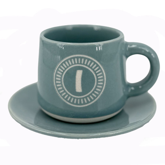 Tazzina da caffè con piattino e scatola - Lettera I