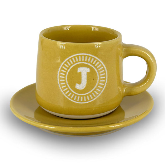 Tazzina da caffè con piattino e scatola - Lettera J