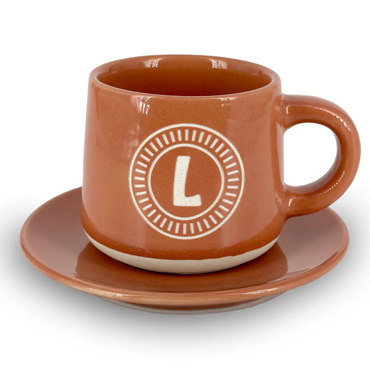 Tazzina da caffè con piattino e scatola - Lettera L