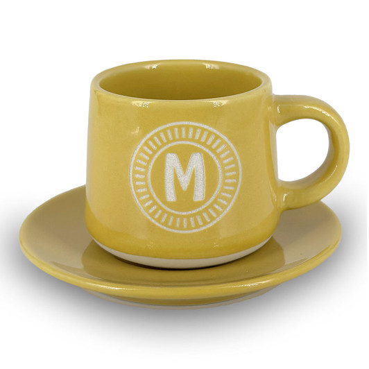 Tazzina da caffè con piattino e scatola - Lettera M