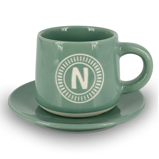 Tazzina da caffè con piattino e scatola - Lettera N