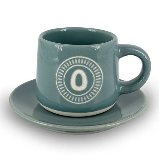 Tazzina da caffè con piattino e scatola - Lettera O