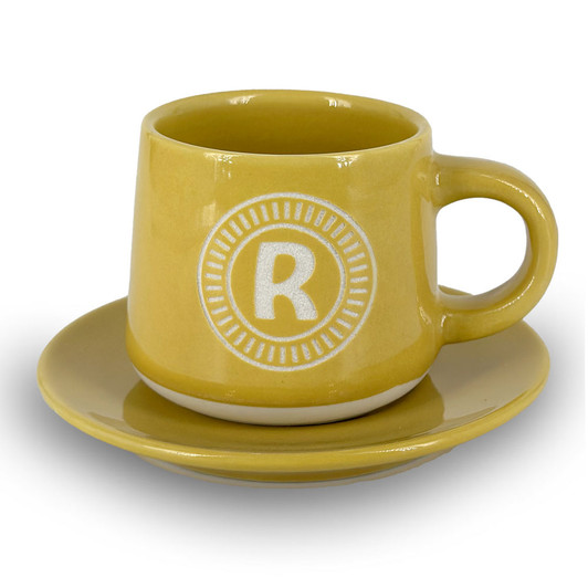 Tazzina da caffè con piattino e scatola - Lettera R