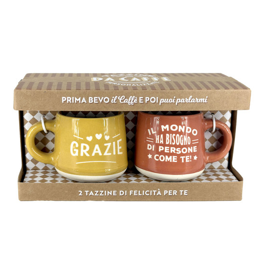 Set 2 tazzine da caffè in confezione regalo - Grazie