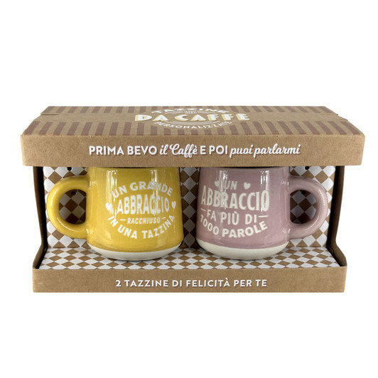 Set 2 tazzine da caffè in confezione regalo - Abbracci