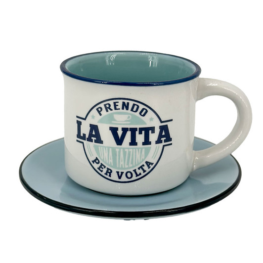 Tazzina da caffè con piattino in confezione regalo - Prendo la vita una tazzina per volta