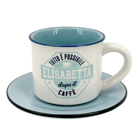 Tazzina da caffè con piattino in confezione regalo - Elisabetta