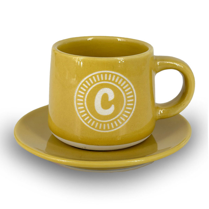 Tazzina da caffè con piattino e scatola - Lettera C